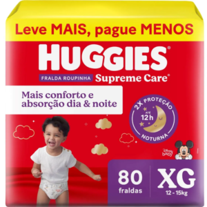 Huggies Fralda Supreme Care XG com 80 Unidades